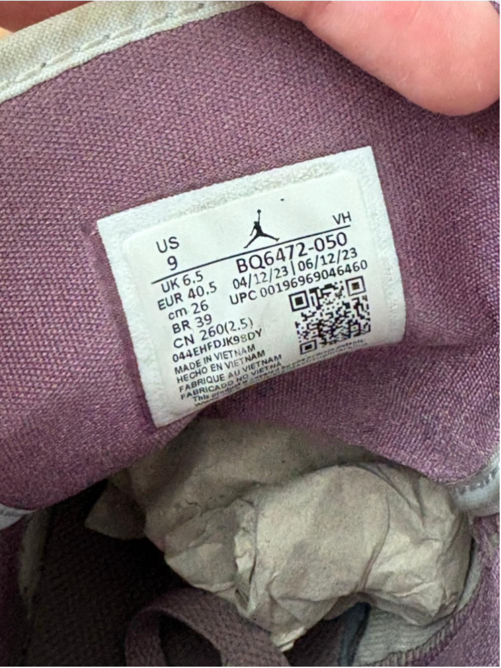 Nike Air Jordan 1 Mid Sneakers Womens Size 9 Purple and White(beaters) - Picture 5 of 6